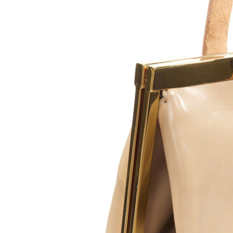 Marni MARNI brown latex PVC gold stud leather trim metal frame tote bag Size ONE SIZE - 9 Thumbnail