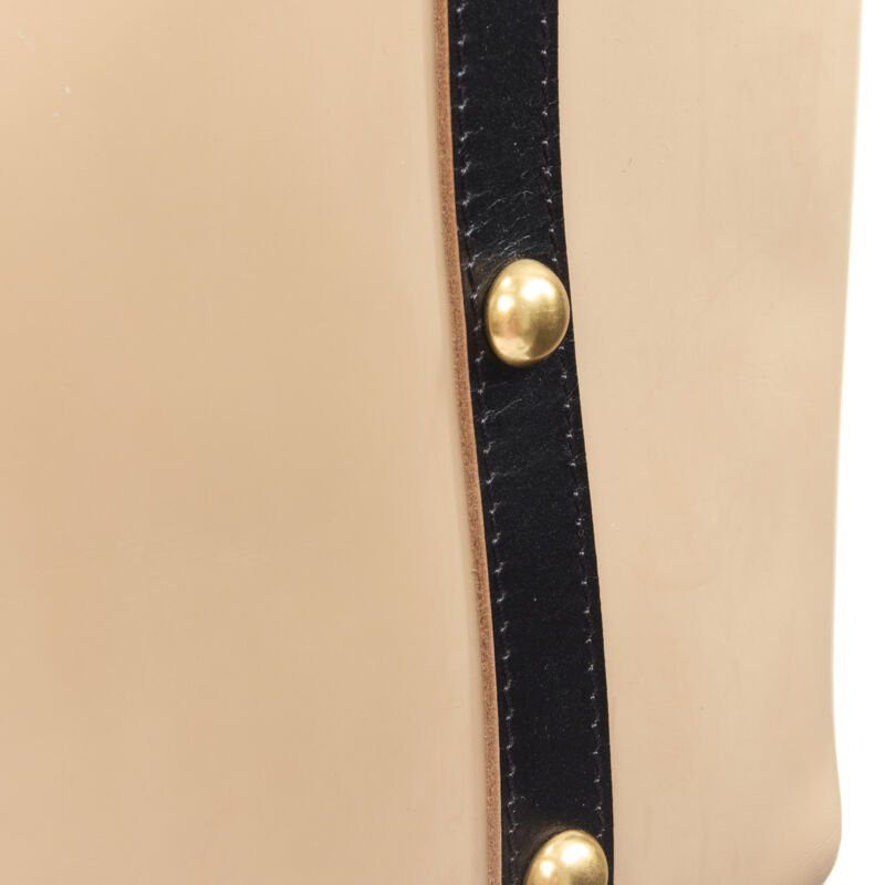 Marni MARNI brown latex PVC gold stud leather trim metal frame tote bag Size ONE SIZE - 8 Thumbnail