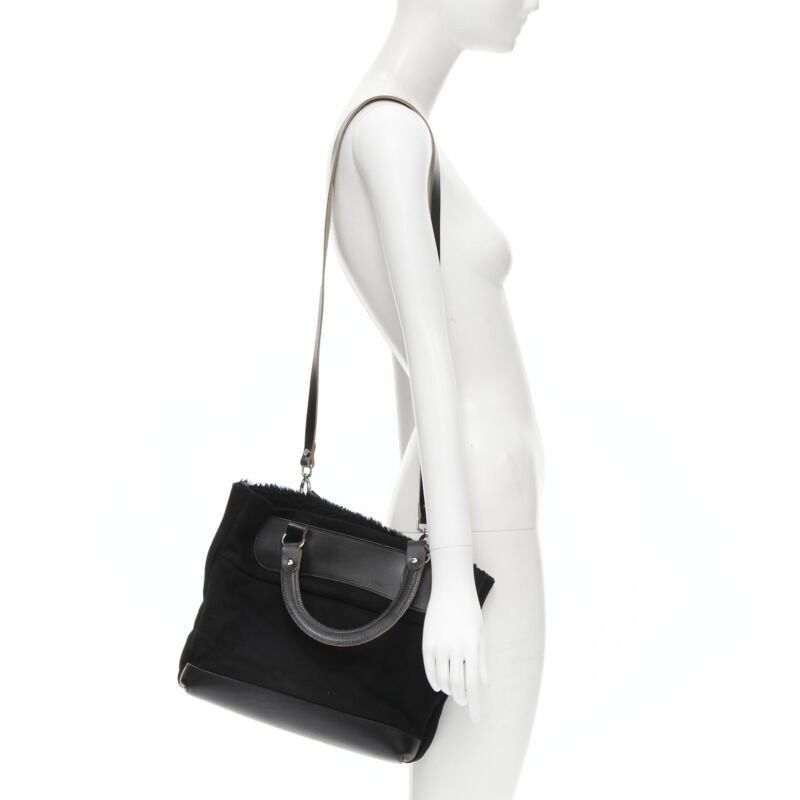 Marni MARNI black shearling lined top handle crossbody soft tote bag Size ONE SIZE - 2 Thumbnail