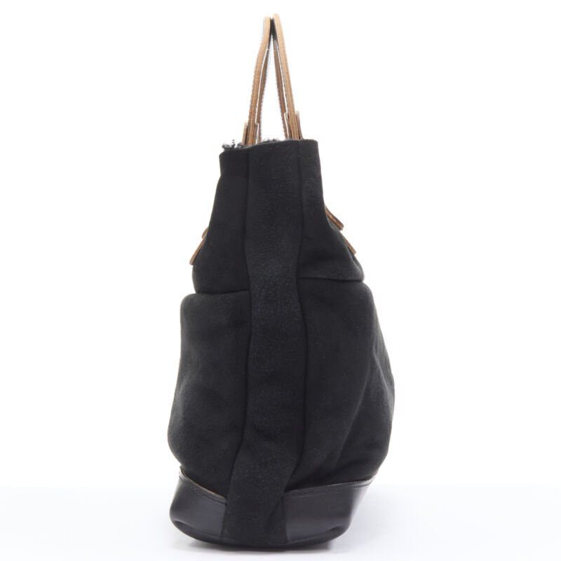 Marni MARNI black shearling lined top handle crossbody soft tote bag Size ONE SIZE - 4 Thumbnail