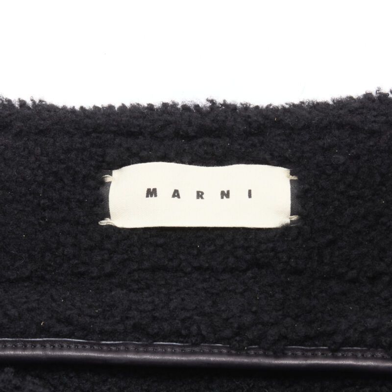 Marni MARNI black shearling lined top handle crossbody soft tote bag Size ONE SIZE - 9 Thumbnail