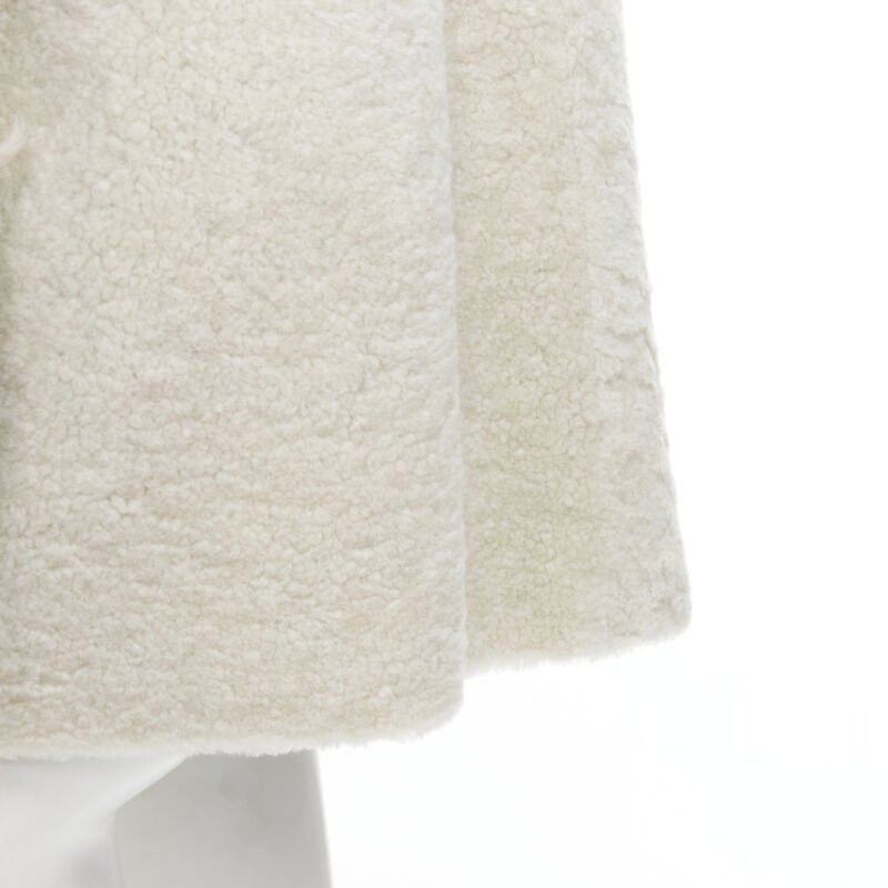 Marni MARNI 2011 cream lamb shearling fur brown wool sleeves winter coat IT38 XS Size XS / US 0-2 / IT 36-38 - 11 Thumbnail