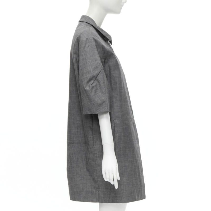 Marni MARNI grey virgin wool curved rounded short sleeve cocoon coat IT38 XS Size XS / US 0-2 / IT 36-38 - 5 Thumbnail