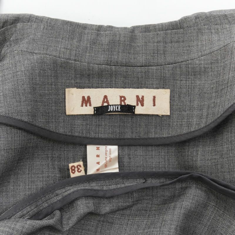 Marni MARNI grey virgin wool curved rounded short sleeve cocoon coat IT38 XS Size XS / US 0-2 / IT 36-38 - 12 Thumbnail