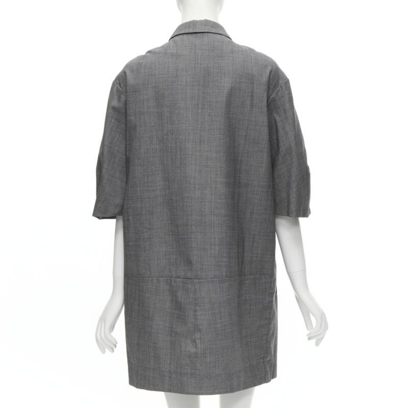Marni MARNI grey virgin wool curved rounded short sleeve cocoon coat IT38 XS Size XS / US 0-2 / IT 36-38 - 6 Thumbnail