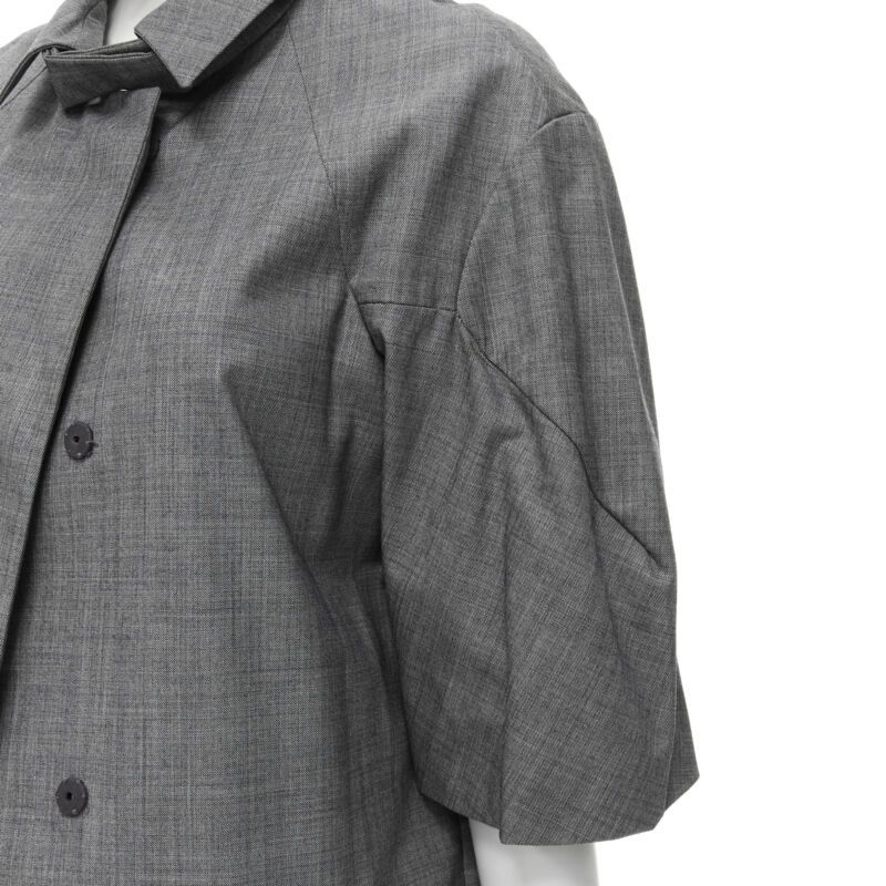 Marni MARNI grey virgin wool curved rounded short sleeve cocoon coat IT38 XS Size XS / US 0-2 / IT 36-38 - 2 Thumbnail