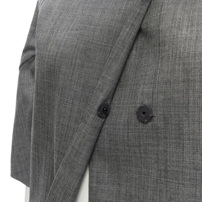 Marni MARNI grey virgin wool curved rounded short sleeve cocoon coat IT38 XS Size XS / US 0-2 / IT 36-38 - 9 Thumbnail