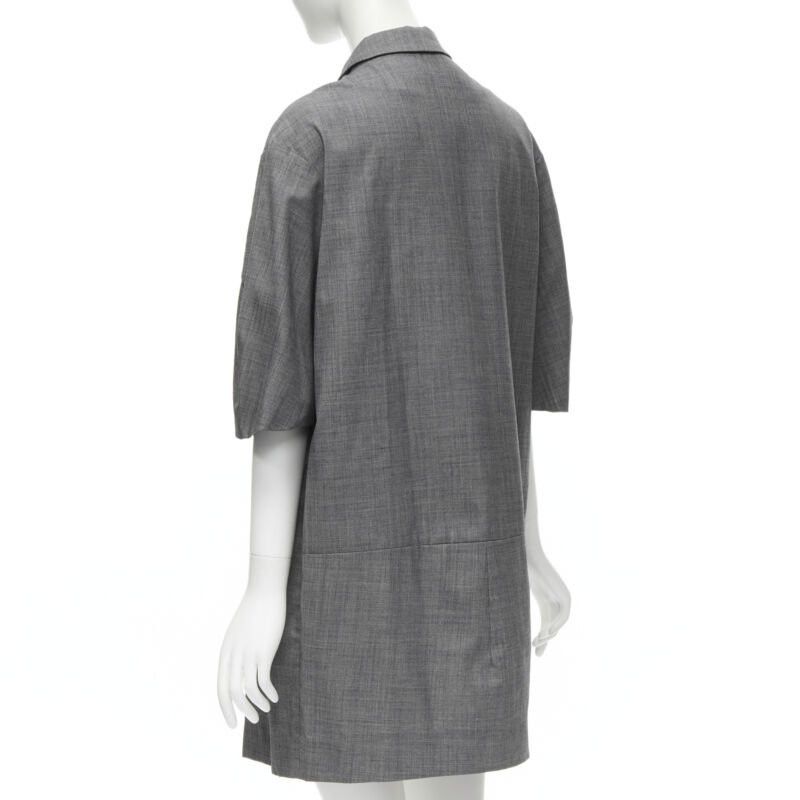 Marni MARNI grey virgin wool curved rounded short sleeve cocoon coat IT38 XS Size XS / US 0-2 / IT 36-38 - 7 Thumbnail