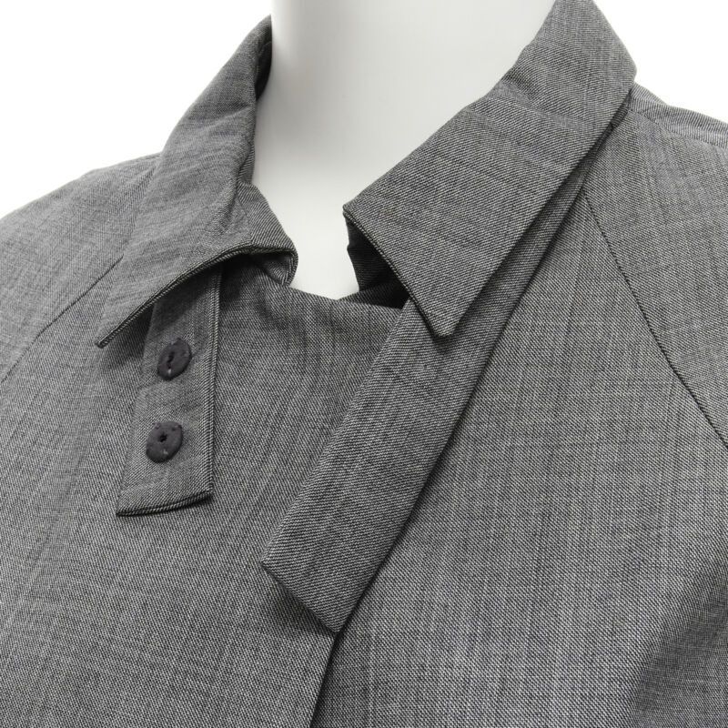 Marni MARNI grey virgin wool curved rounded short sleeve cocoon coat IT38 XS Size XS / US 0-2 / IT 36-38 - 8 Thumbnail