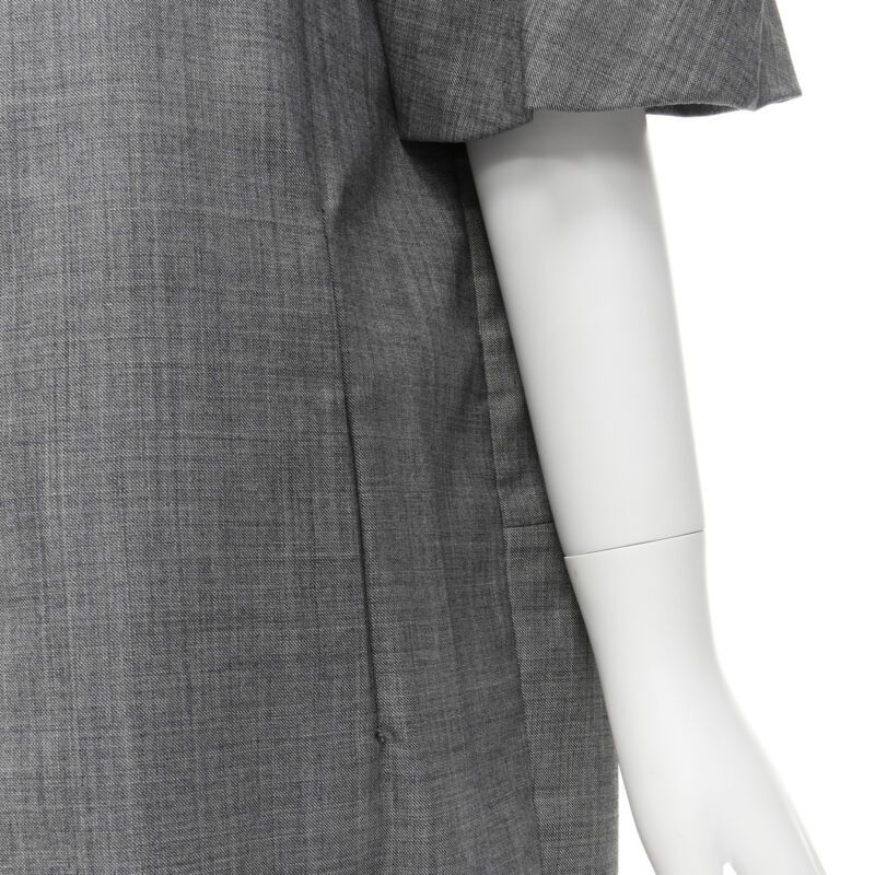 Marni MARNI grey virgin wool curved rounded short sleeve cocoon coat IT38 XS Size XS / US 0-2 / IT 36-38 - 10 Thumbnail