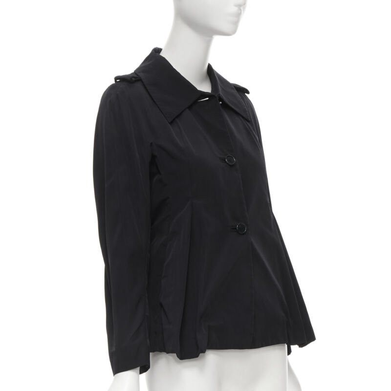 Marni MARNI black polyester box dart layered back flared short trench coat IT38 XS Size XS / US 0-2 / IT 36-38 - 4 Thumbnail