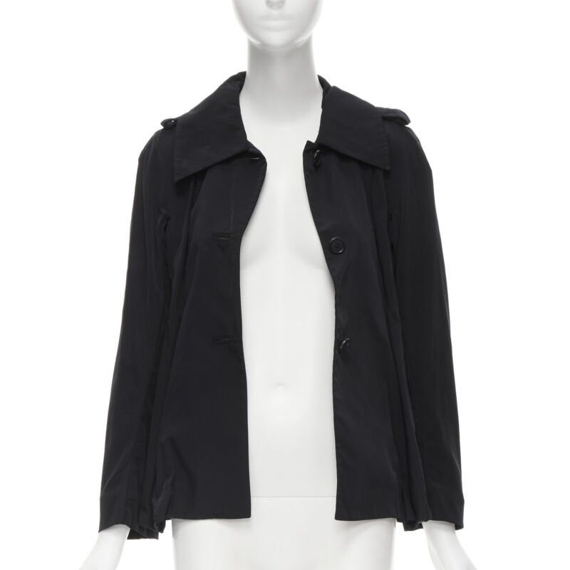Marni MARNI black polyester box dart layered back flared short trench coat IT38 XS Size XS / US 0-2 / IT 36-38 - 3 Thumbnail