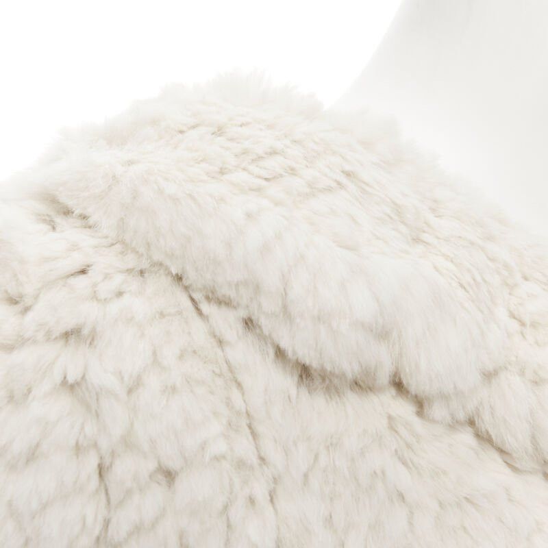 Matthew Williamson MATTHEW WILLIAMSON beige rabbit fur ruffle collar 3/4 sleeve short jacket UK8 XS Size S / US 4 / IT 40 - 8 Thumbnail