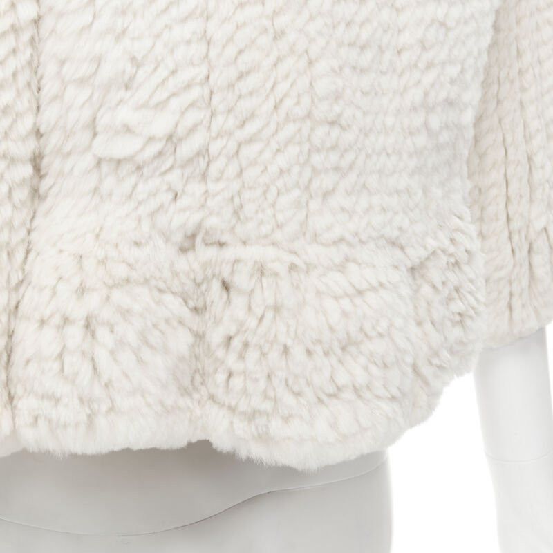 Matthew Williamson MATTHEW WILLIAMSON beige rabbit fur ruffle collar 3/4 sleeve short jacket UK8 XS Size S / US 4 / IT 40 - 9 Thumbnail