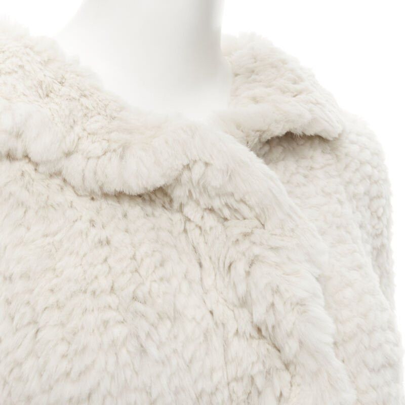 Matthew Williamson MATTHEW WILLIAMSON beige rabbit fur ruffle collar 3/4 sleeve short jacket UK8 XS Size S / US 4 / IT 40 - 2 Thumbnail