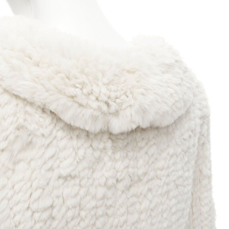 Matthew Williamson MATTHEW WILLIAMSON beige rabbit fur ruffle collar 3/4 sleeve short jacket UK8 XS Size S / US 4 / IT 40 - 7 Thumbnail