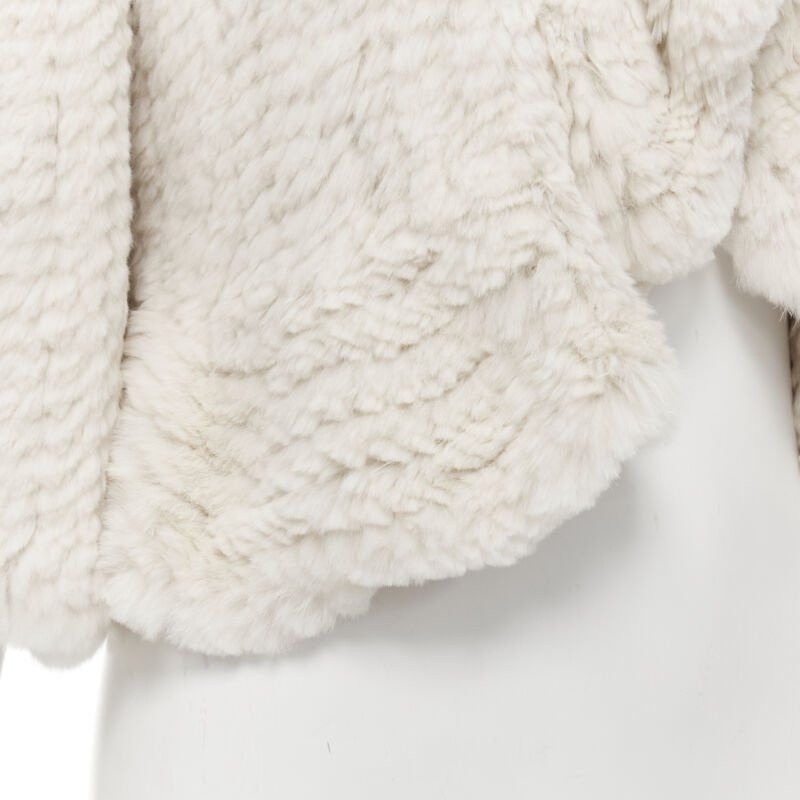 Matthew Williamson MATTHEW WILLIAMSON beige rabbit fur ruffle collar 3/4 sleeve short jacket UK8 XS Size S / US 4 / IT 40 - 10 Thumbnail