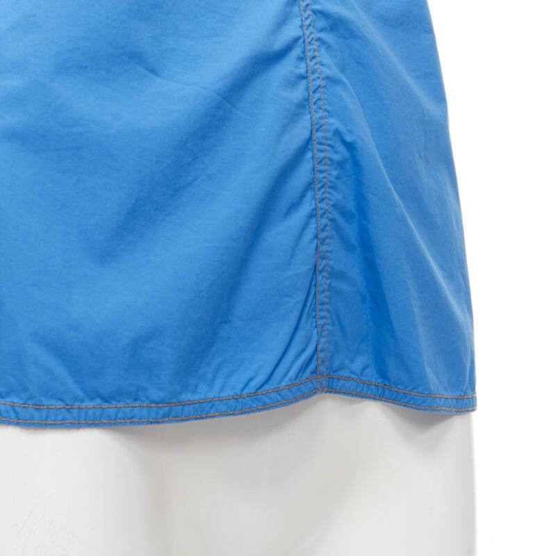 Marni MARNI blue cotton overstitch funnel neck long sleeve curved hem shirt IT38 XS Size XS / US 0-2 / IT 36-38 - 8 Thumbnail