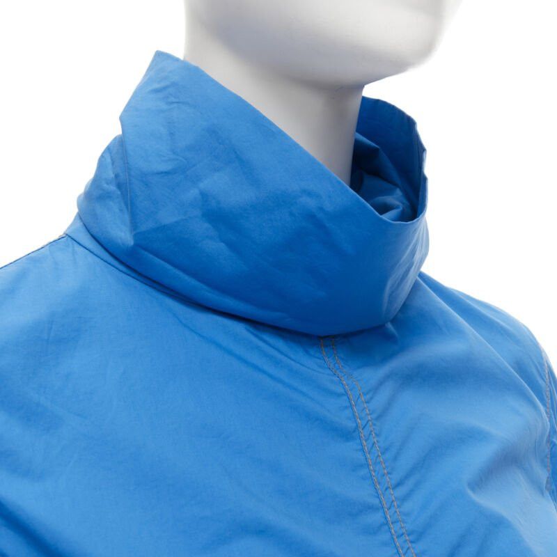Marni MARNI blue cotton overstitch funnel neck long sleeve curved hem shirt IT38 XS Size XS / US 0-2 / IT 36-38 - 2 Thumbnail