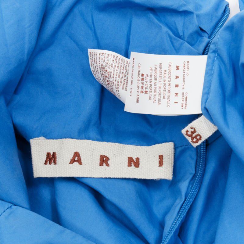 Marni MARNI blue cotton overstitch funnel neck long sleeve curved hem shirt IT38 XS Size XS / US 0-2 / IT 36-38 - 11 Thumbnail