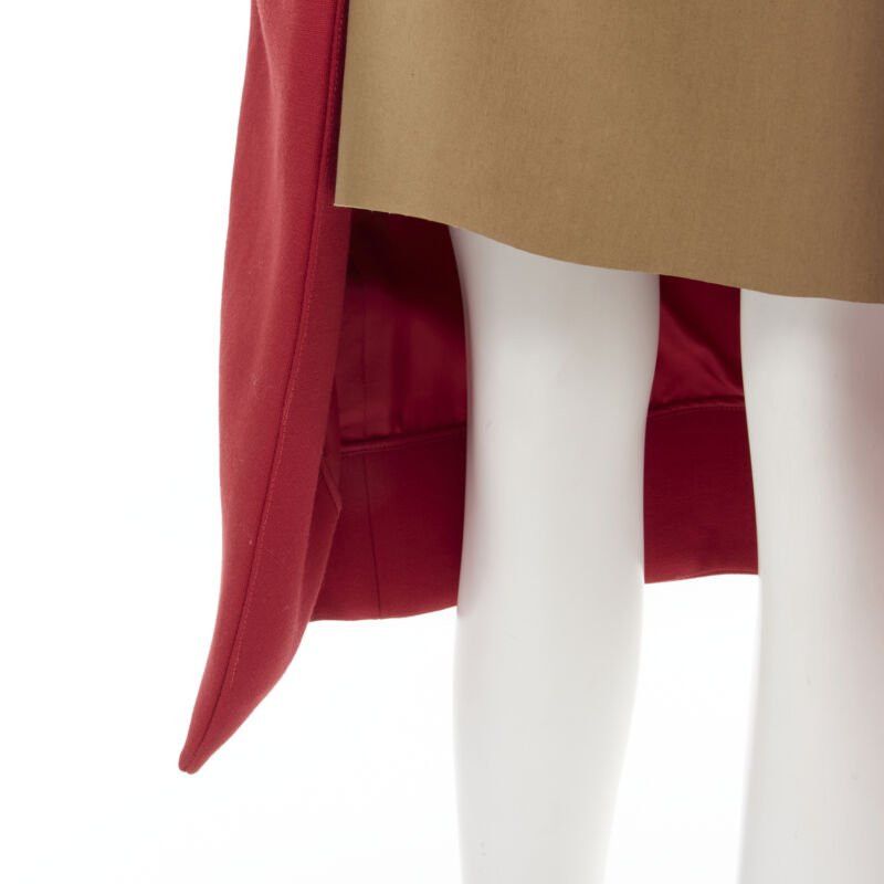 Marni MARNI red wool brown silk lining curved hem midi skirt IT40 S Size 27" / US 4 / IT 40 - 7 Thumbnail