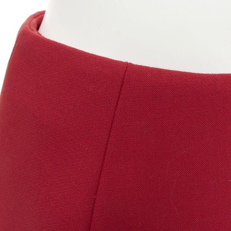 Marni MARNI red wool brown silk lining curved hem midi skirt IT40 S Size 27" / US 4 / IT 40 - 10 Thumbnail