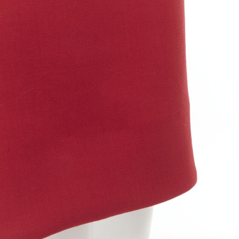 Marni MARNI red wool brown silk lining curved hem midi skirt IT40 S Size 27" / US 4 / IT 40 - 8 Thumbnail