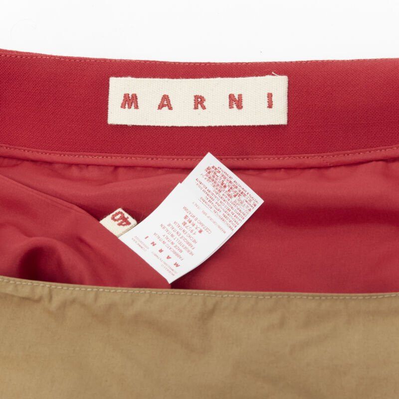 Marni MARNI red wool brown silk lining curved hem midi skirt IT40 S Size 27" / US 4 / IT 40 - 11 Thumbnail