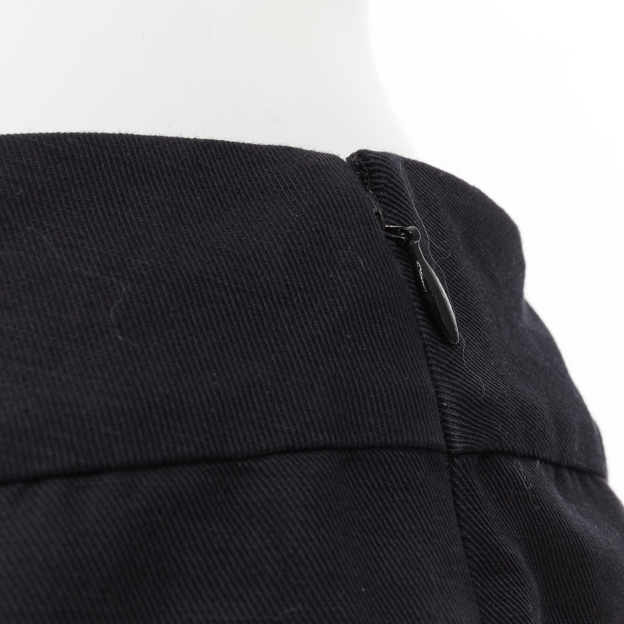 Marni MARNI black cotton linen asymmetric step hem pleated flared skirt IT42 S Size 28" / US 6 / IT 42 - 10 Thumbnail