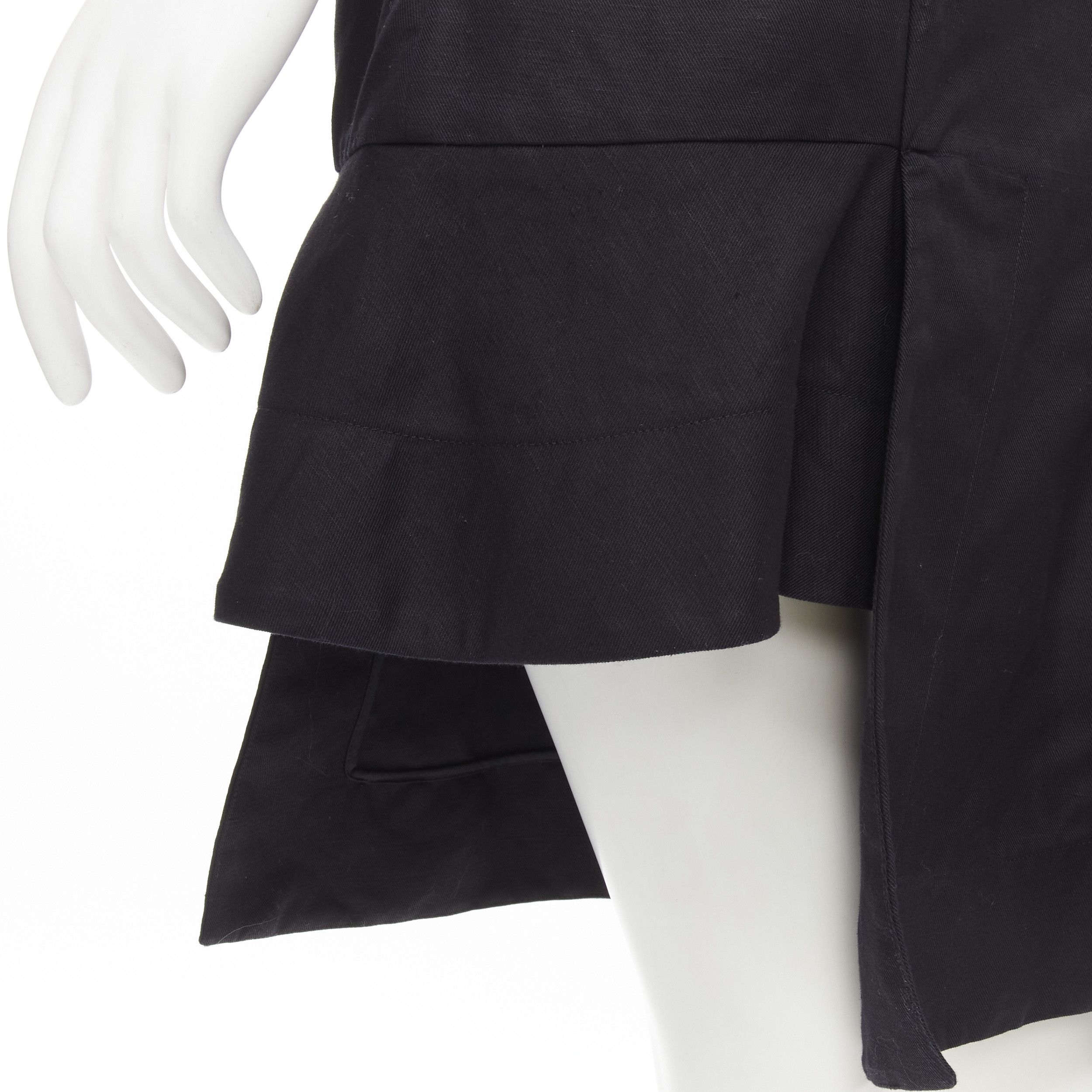 Marni MARNI black cotton linen asymmetric step hem pleated flared skirt IT42 S Size 28" / US 6 / IT 42 - 2 Thumbnail