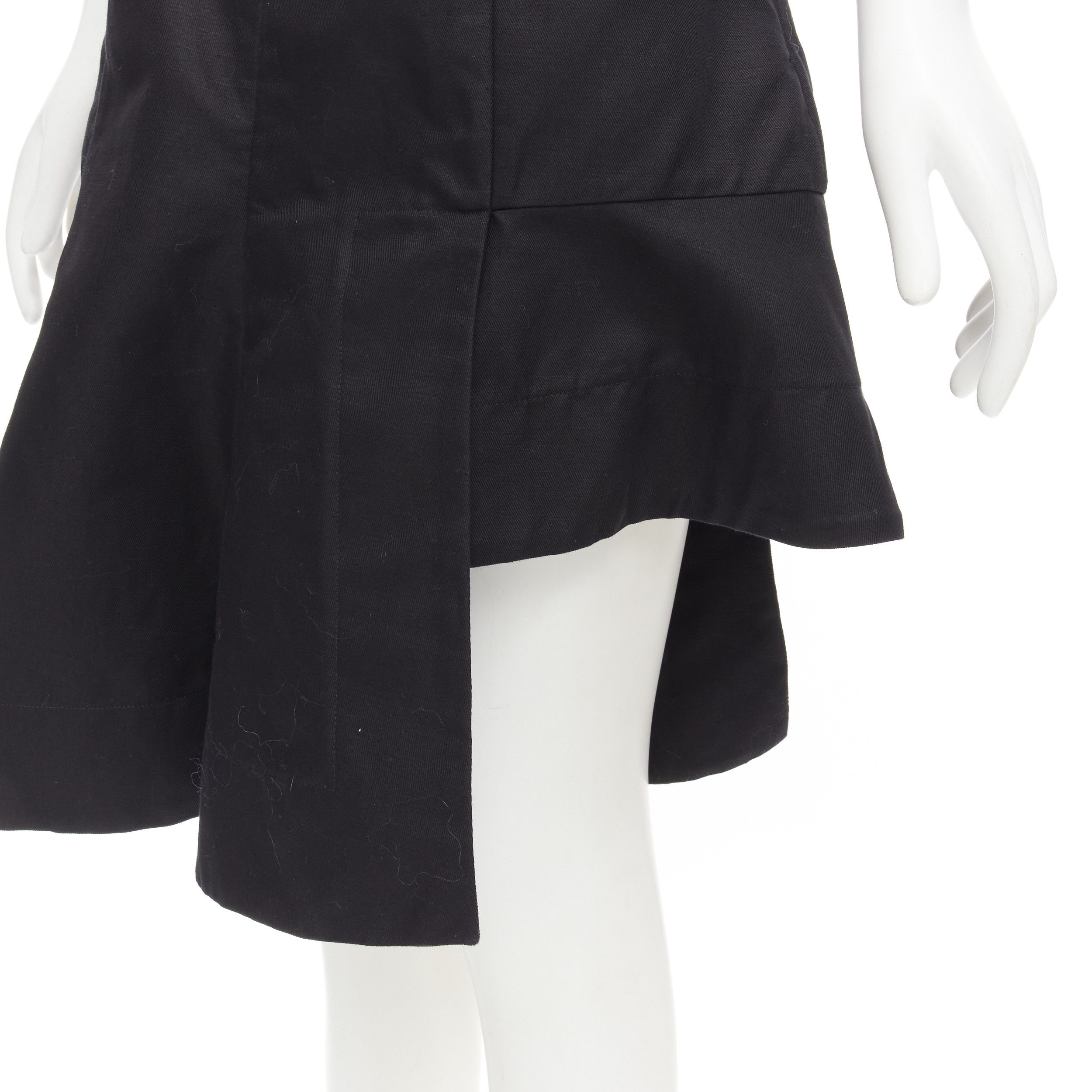 Marni MARNI black cotton linen asymmetric step hem pleated flared skirt IT42 S Size 28" / US 6 / IT 42 - 7 Thumbnail