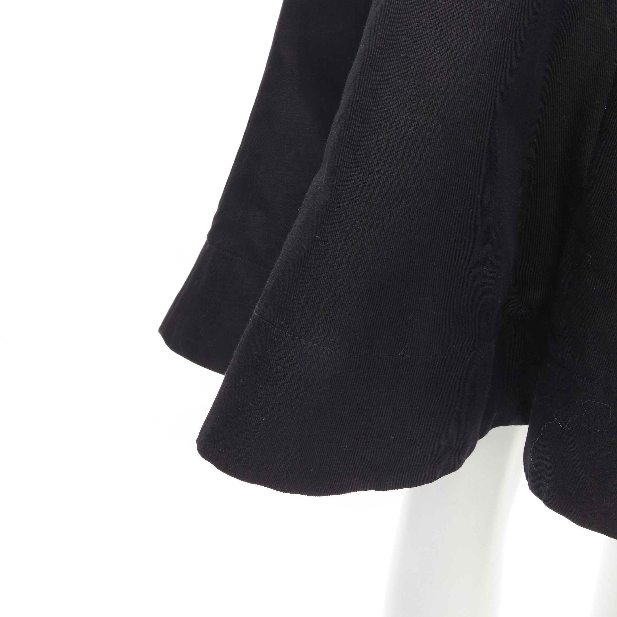 Marni MARNI black cotton linen asymmetric step hem pleated flared skirt IT42 S Size 28" / US 6 / IT 42 - 8 Thumbnail