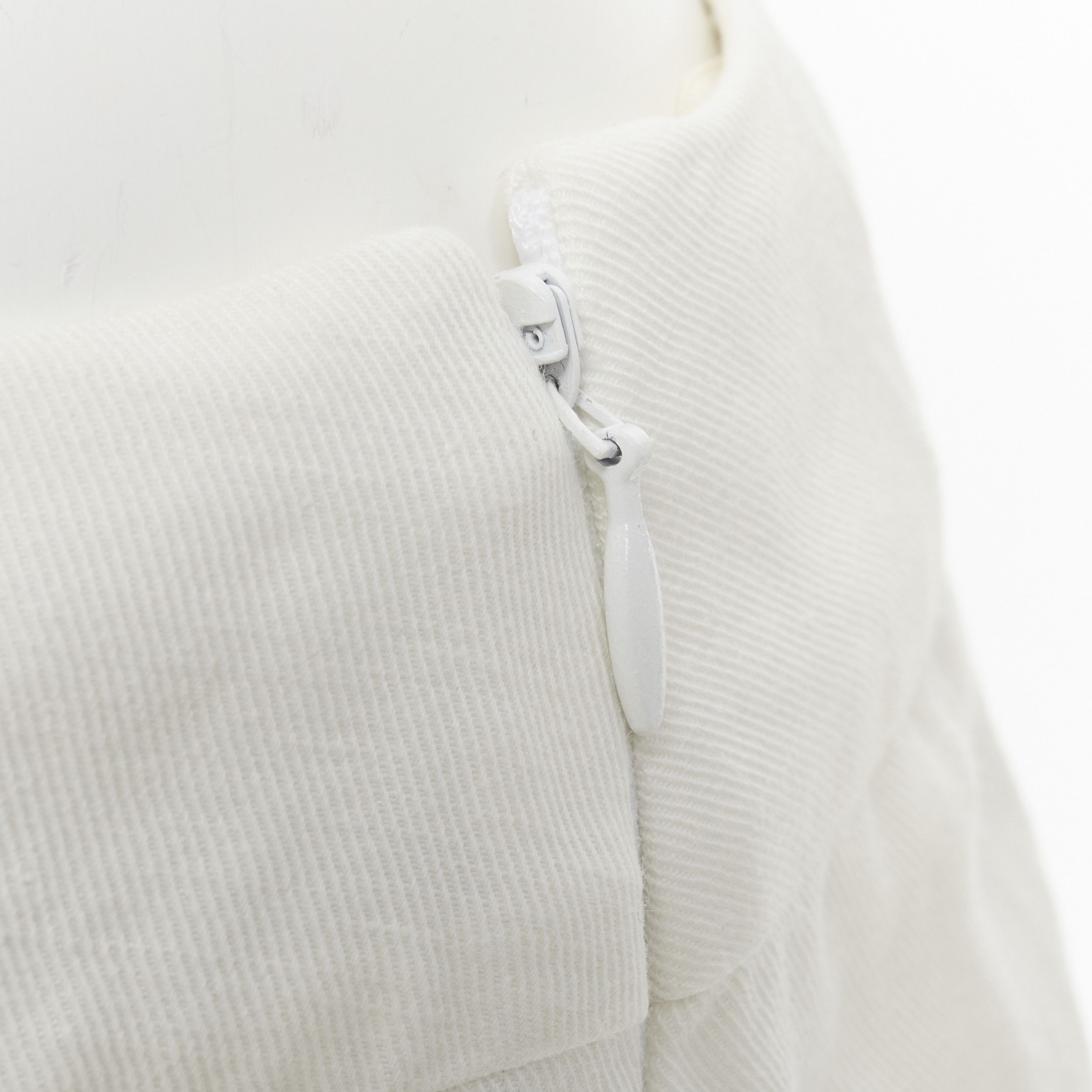 Marni MARNI white cotton linen asymmetric step hem pleated flared skirt IT42 S Size 28" / US 6 / IT 42 - 10 Thumbnail