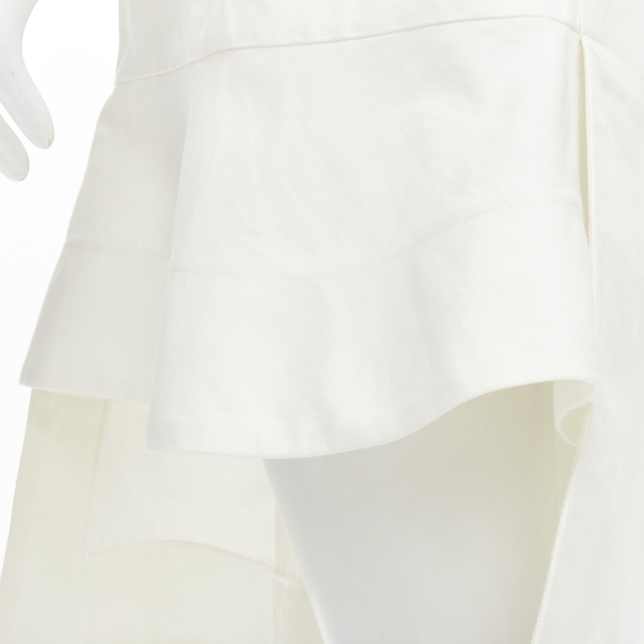 Marni MARNI white cotton linen asymmetric step hem pleated flared skirt IT42 S Size 28" / US 6 / IT 42 - 7 Thumbnail
