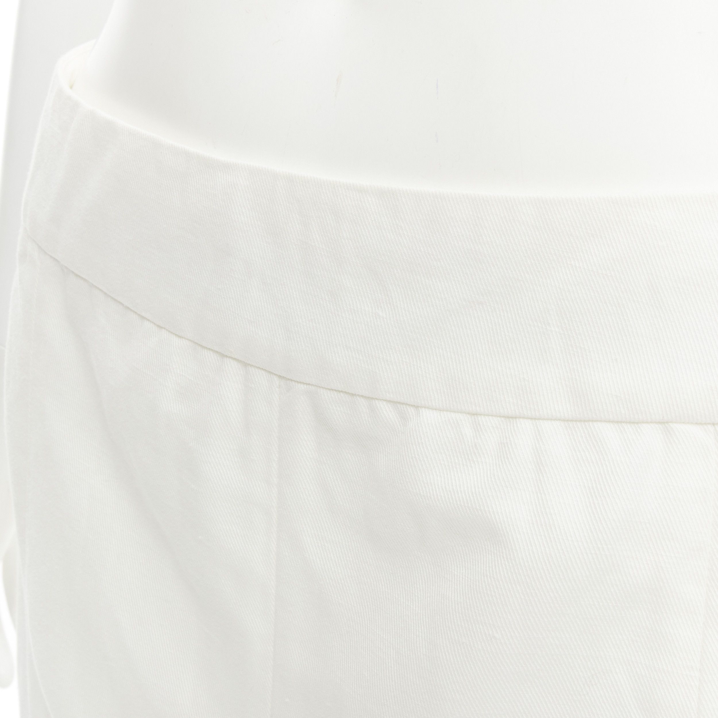 Marni MARNI white cotton linen asymmetric step hem pleated flared skirt IT42 S Size 28" / US 6 / IT 42 - 9 Thumbnail