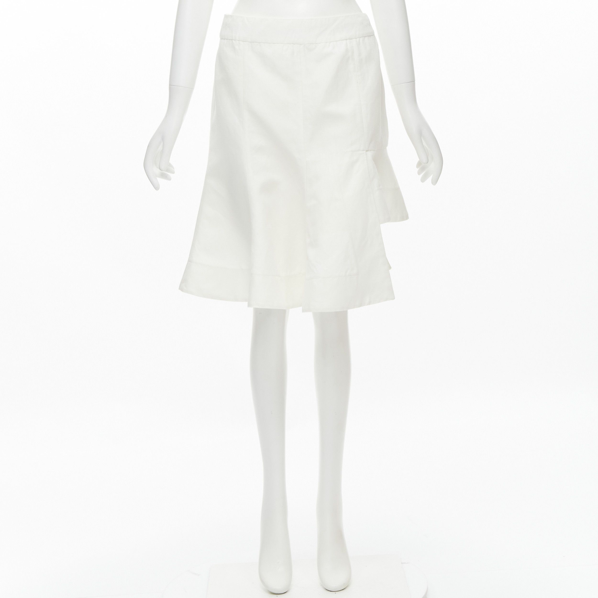Marni MARNI white cotton linen asymmetric step hem pleated flared skirt IT42 S Size 28" / US 6 / IT 42 - 13 Thumbnail