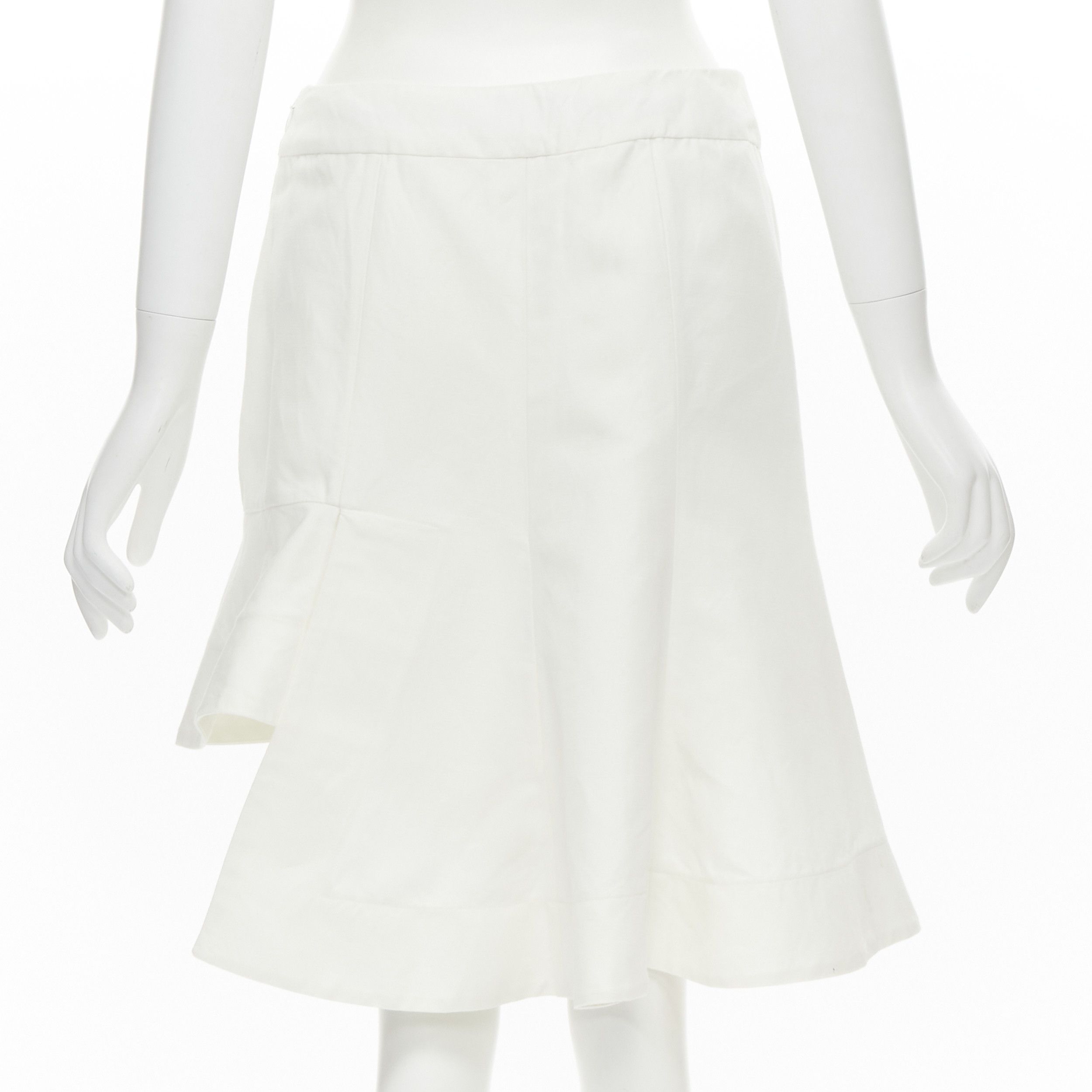 Marni MARNI white cotton linen asymmetric step hem pleated flared skirt IT42 S Size 28" / US 6 / IT 42 - 5 Thumbnail