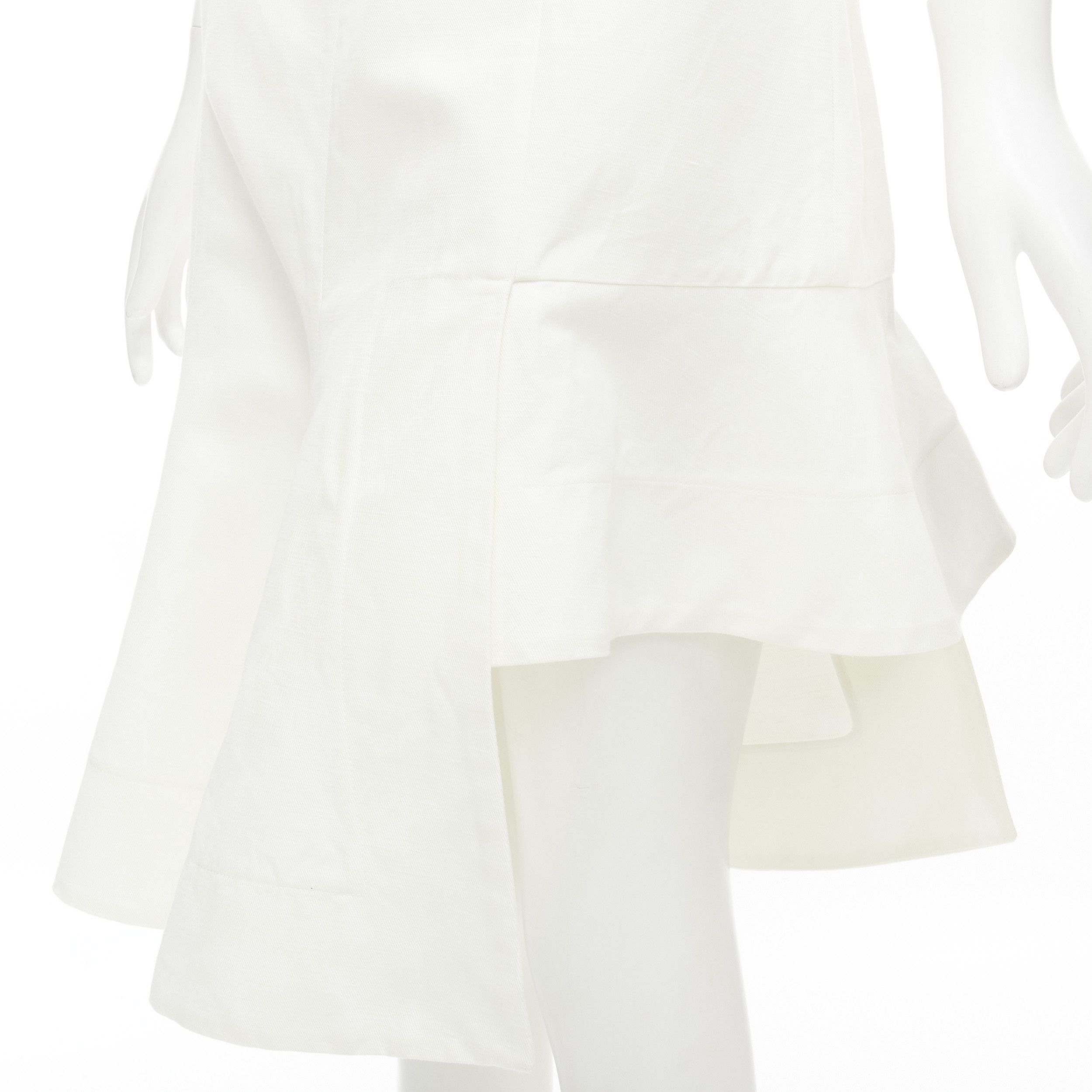 Marni MARNI white cotton linen asymmetric step hem pleated flared skirt IT42 S Size 28" / US 6 / IT 42 - 2 Thumbnail