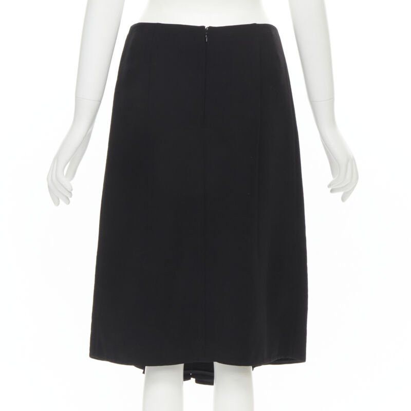 Marni MARNI black wool gold piping flared vent knee skirt IT40 S Size 27" / US 4 / IT 40 - 5 Thumbnail