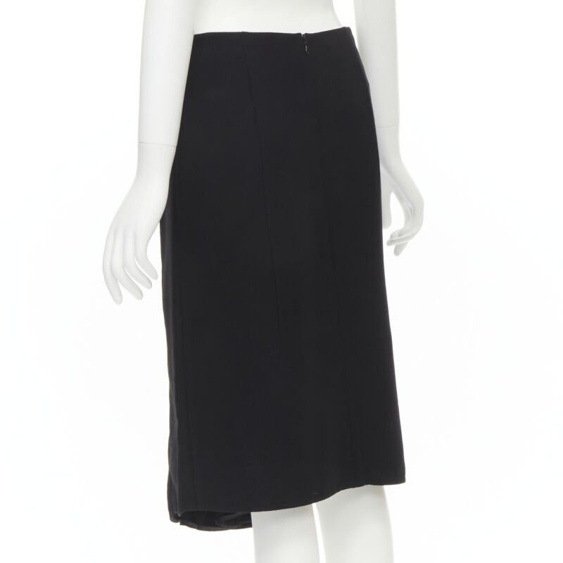 Marni MARNI black wool gold piping flared vent knee skirt IT40 S Size 27" / US 4 / IT 40 - 6 Thumbnail