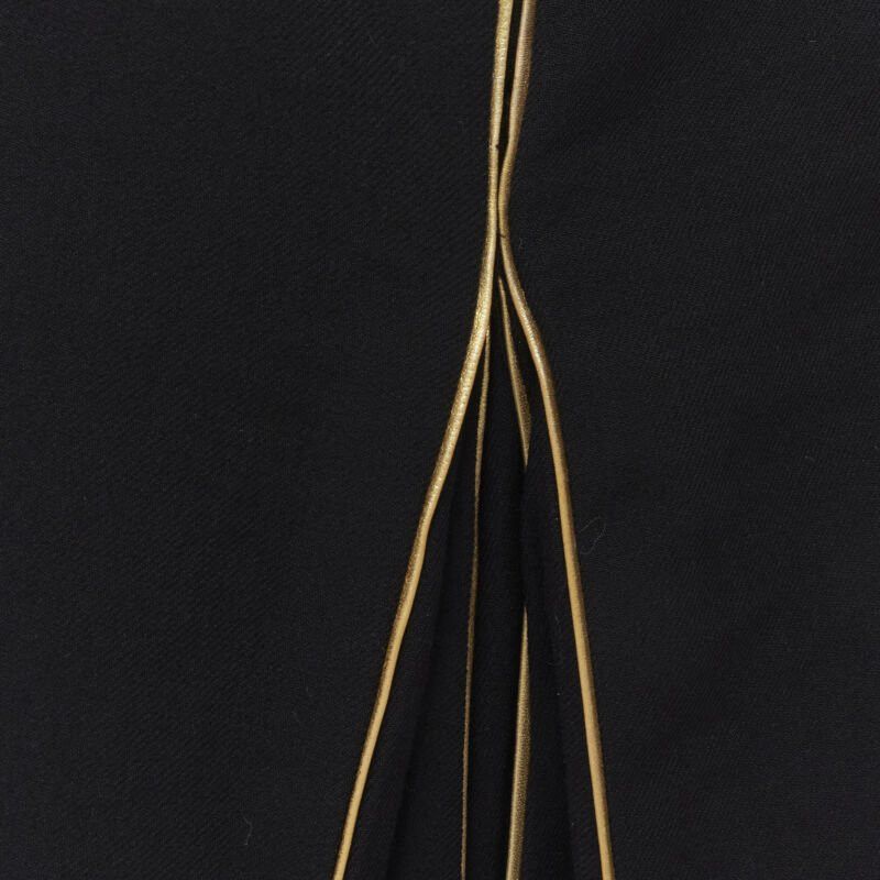 Marni MARNI black wool gold piping flared vent knee skirt IT40 S Size 27" / US 4 / IT 40 - 8 Thumbnail