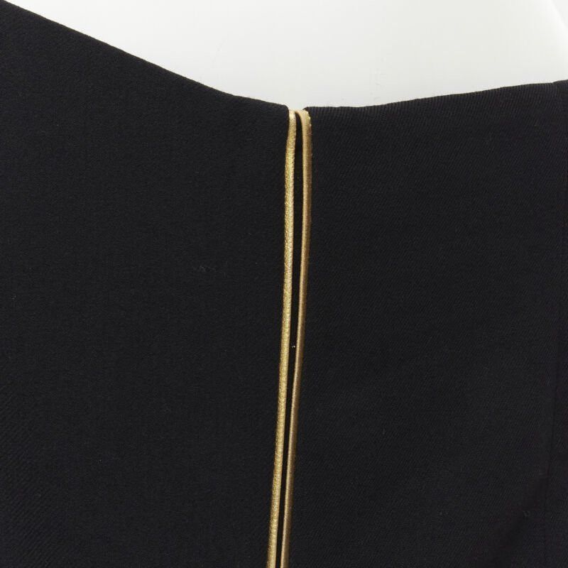 Marni MARNI black wool gold piping flared vent knee skirt IT40 S Size 27" / US 4 / IT 40 - 7 Thumbnail