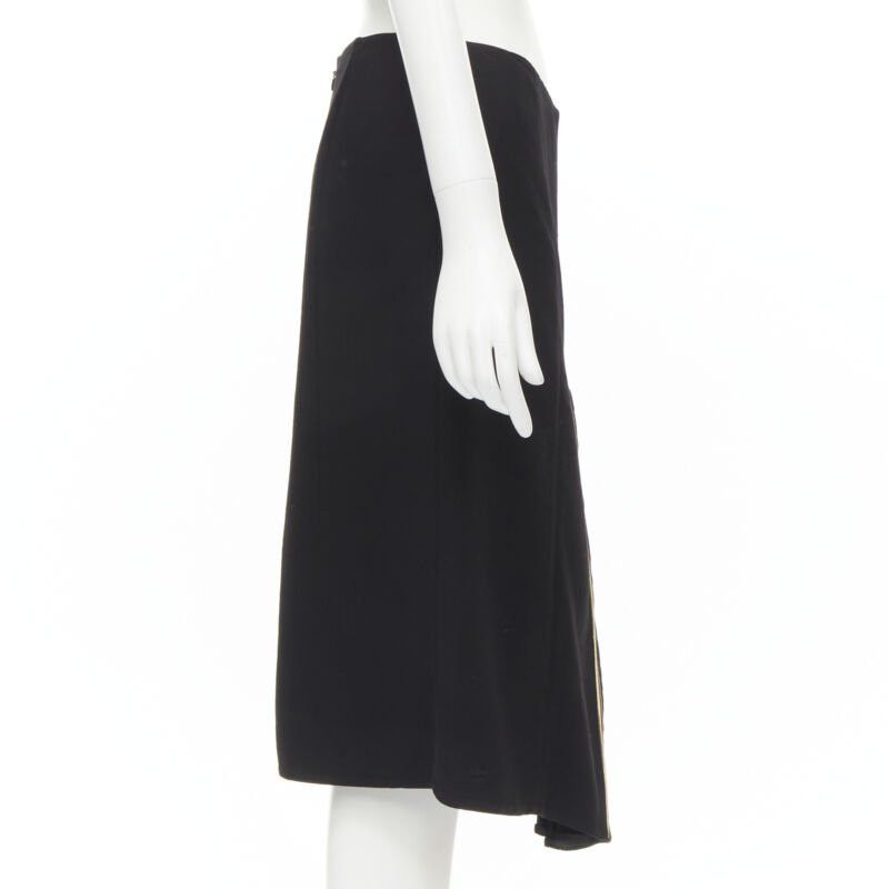 Marni MARNI black wool gold piping flared vent knee skirt IT40 S Size 27" / US 4 / IT 40 - 4 Thumbnail