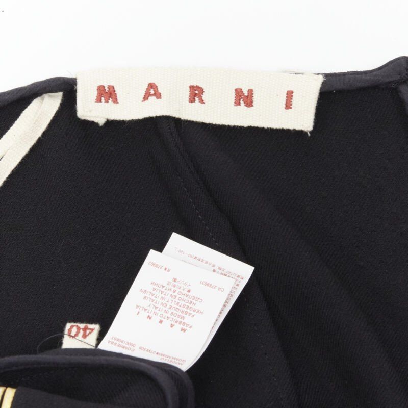 Marni MARNI black wool gold piping flared vent knee skirt IT40 S Size 27" / US 4 / IT 40 - 11 Thumbnail