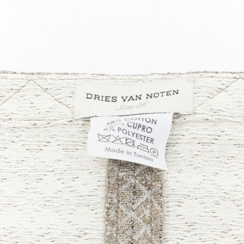 Dries Van Noten DRIES VAN NOTEN gold coated jacquard cotton belted knee lnegth skirt FR36 S Size 26" / US 2 / IT 38 - 10 Thumbnail