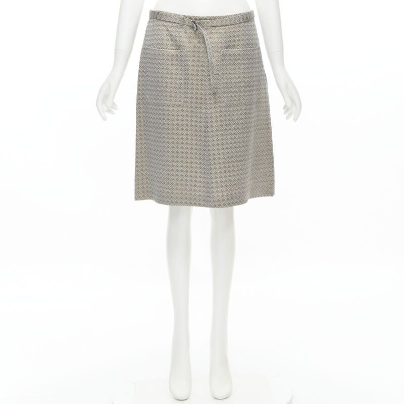 Dries Van Noten DRIES VAN NOTEN gold coated jacquard cotton belted knee lnegth skirt FR36 S Size 26" / US 2 / IT 38 - 11 Thumbnail
