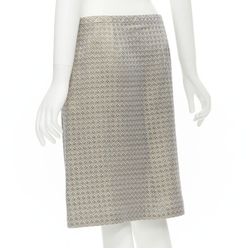 Dries Van Noten DRIES VAN NOTEN gold coated jacquard cotton belted knee lnegth skirt FR36 S Size 26" / US 2 / IT 38 - 6 Thumbnail