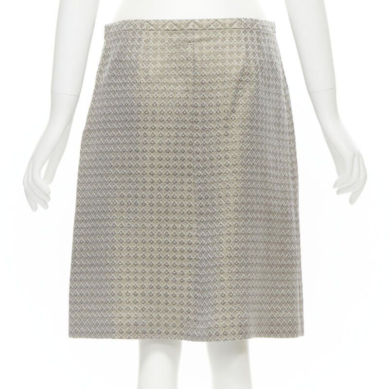 Dries Van Noten DRIES VAN NOTEN gold coated jacquard cotton belted knee lnegth skirt FR36 S Size 26" / US 2 / IT 38 - 5 Thumbnail