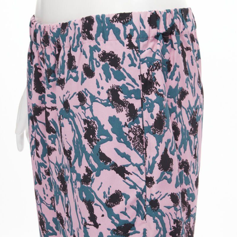 Marni MARNI 100% viscose pink blue abstract print straight leg pants IT42 S Size 28" / US 6 / IT 42 - 2 Thumbnail