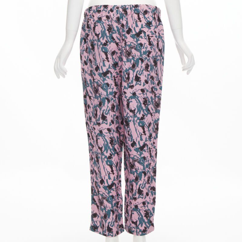 Marni MARNI 100% viscose pink blue abstract print straight leg pants IT42 S Size 28" / US 6 / IT 42 - 5 Thumbnail